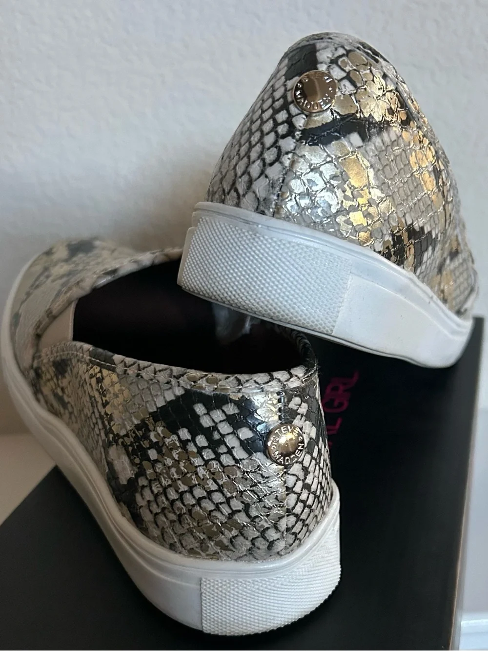 Steve Madden Slip-On Women's Sneakers in Snake Print - Metallic Neutral